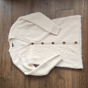 RW&CO. Cream Fuzzy Button-Up Cardigan